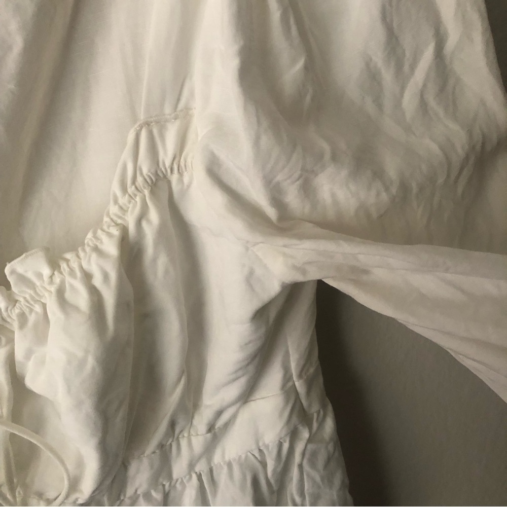 H&M x Brock Collection Lyocell-blend Blouse Front Ties Cottagecore White Medium - Picture 9 of 12